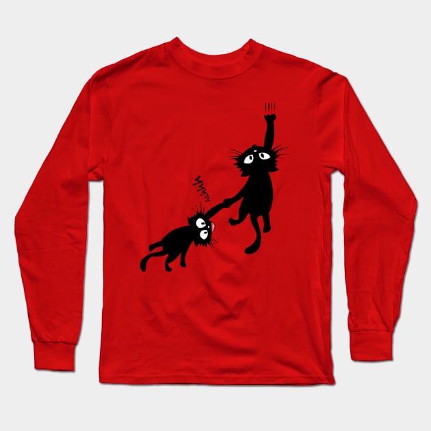 Black cat holding on Long Sleeve T-Shirt by Mermaidssparkle